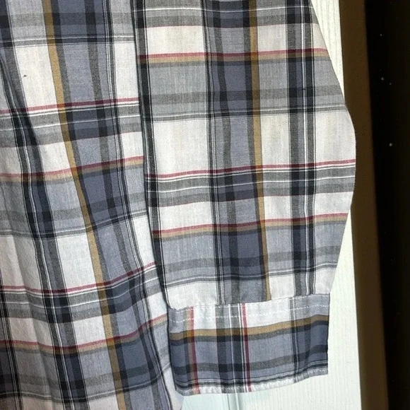 Wrangler men’s western blue and white plaid pearl snap shirt size large - Picture 6 of 8